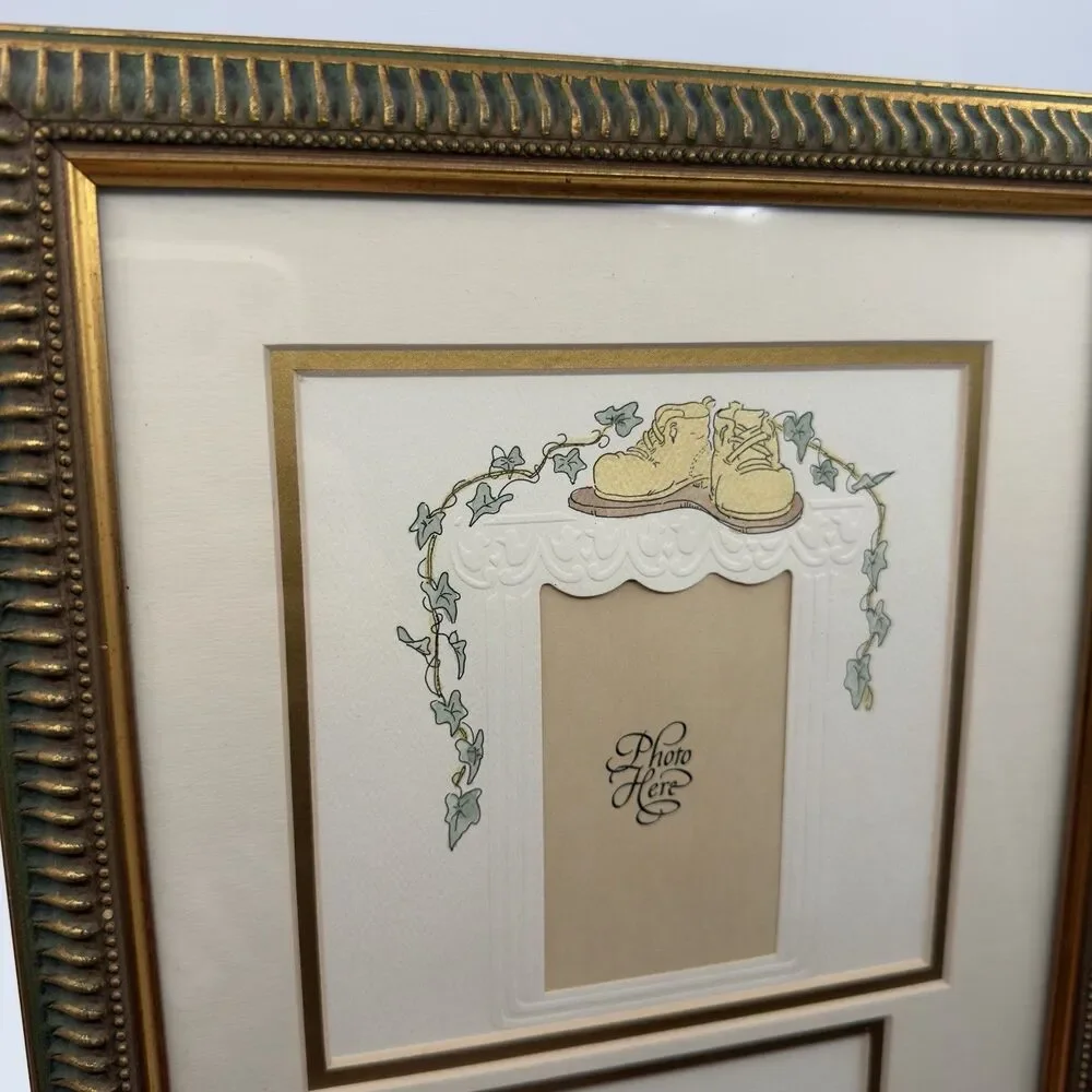 Mpressions VTG 90’s Cottagecore Baby Picture Frame Embossed Gift Nursery Neutral